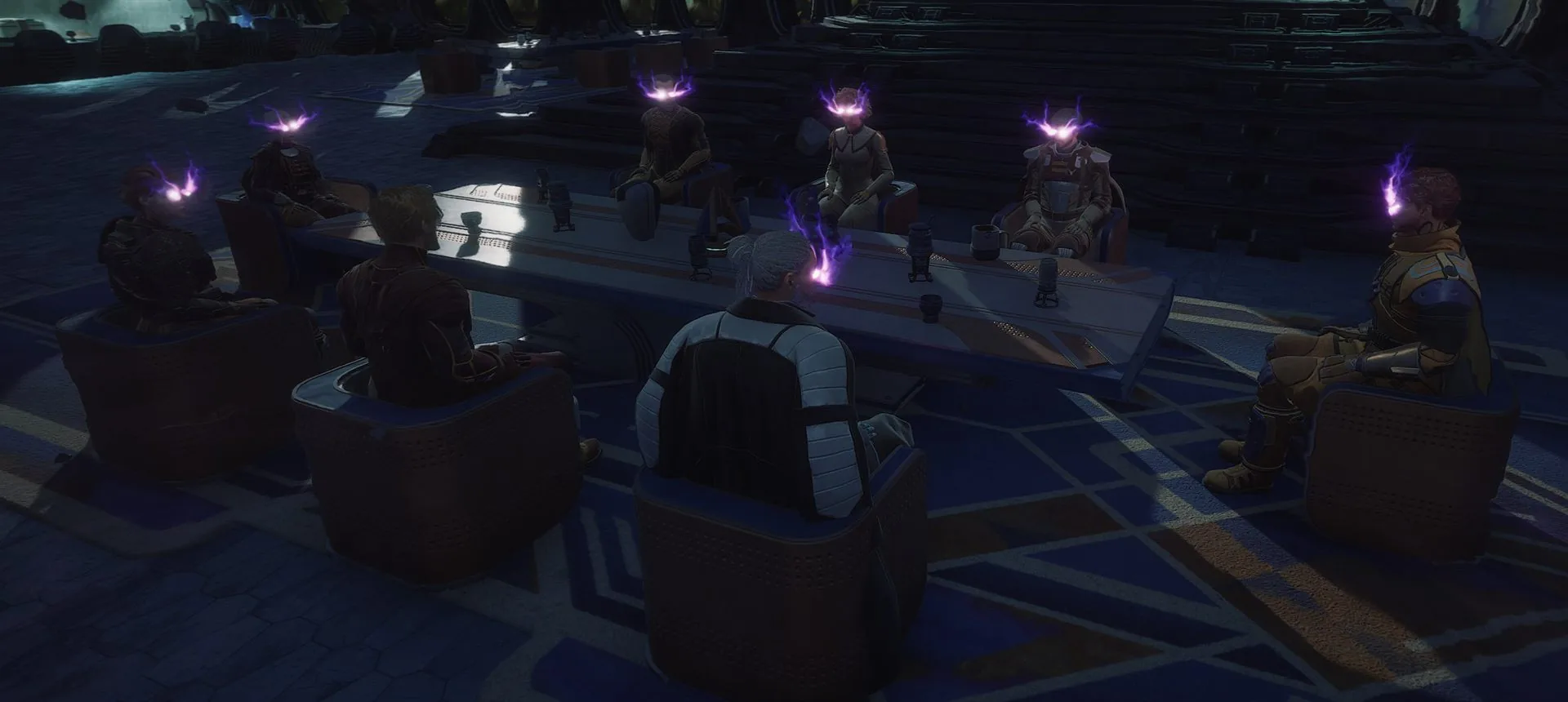 Council meeting with glowing eyes